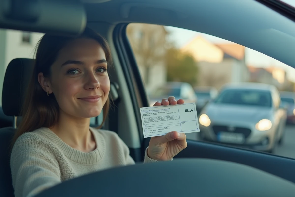 Jeune femme française tient son certificat d