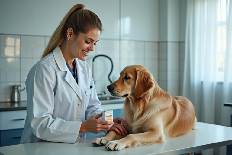 Vétérinaire examinant un chien dans une clinique moderne